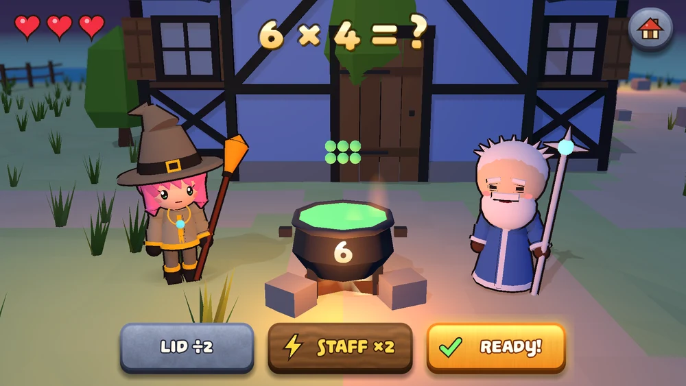 Brewing a potion with the Wizard: 6 × 4, with a lid that halves and a staff that doubles