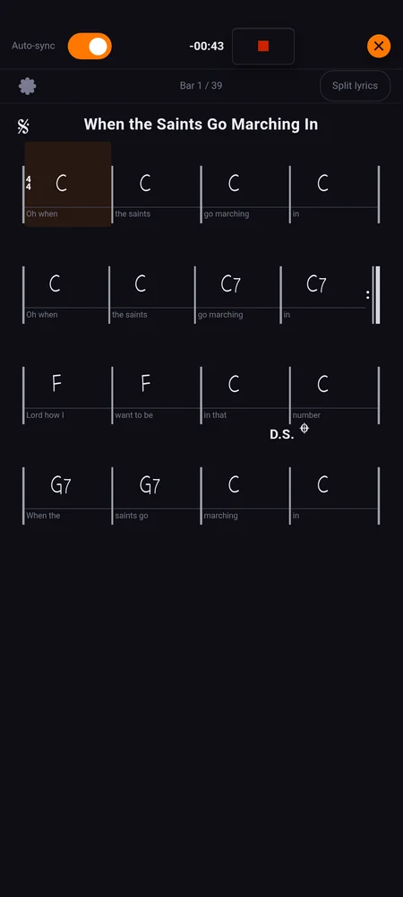 The chart on stage, portrait, the current line in the middle