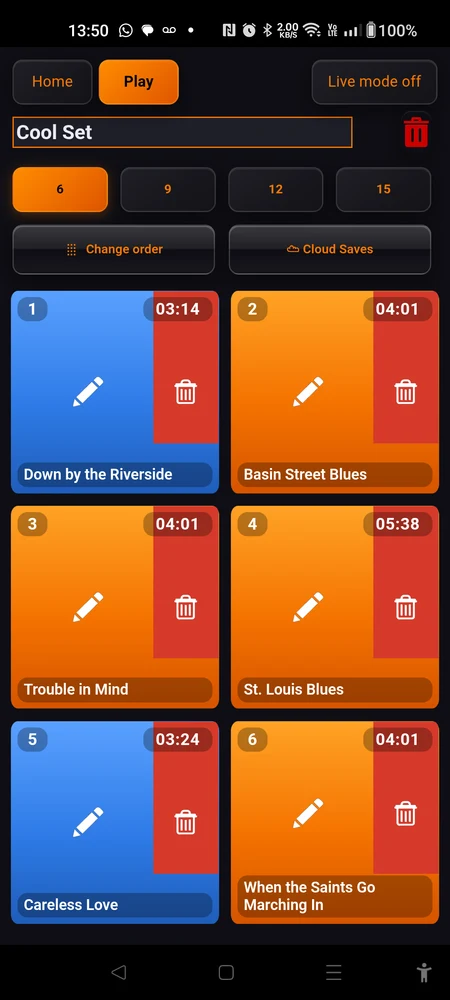 The same set at 6 pads: six large ones